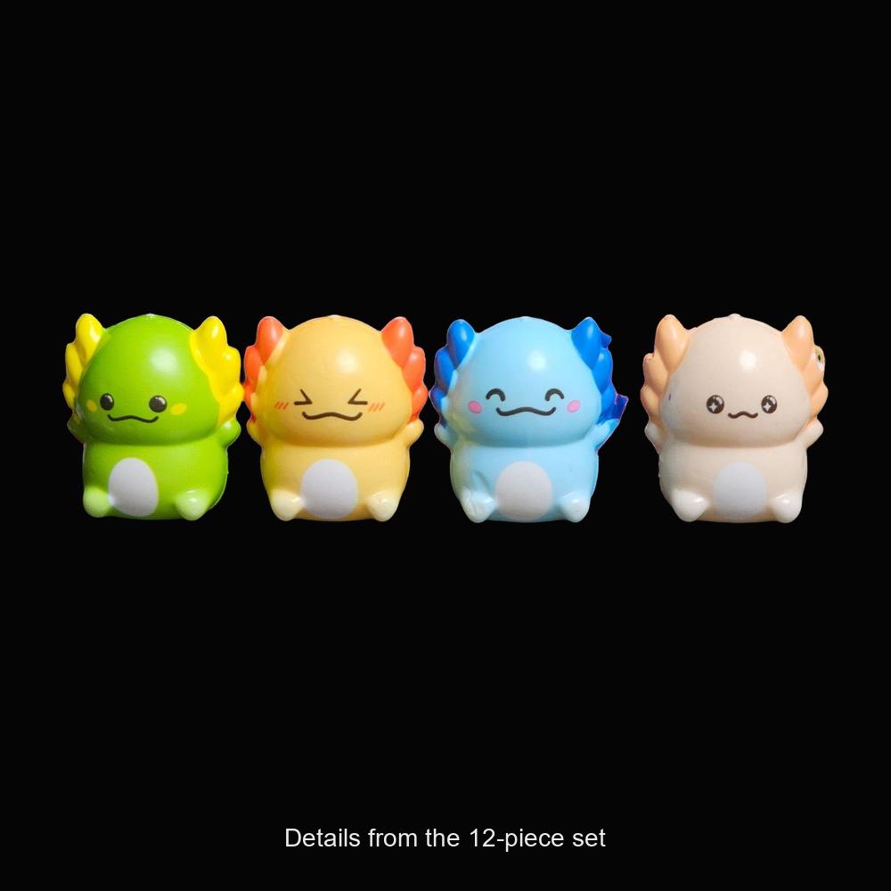 Axolotl Chaos Squishy Set â€” 12 Pieces - 12PCS Set - original product photo on black
