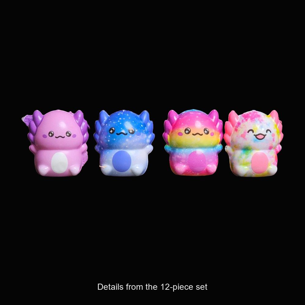 Axolotl Chaos Squishy Set â€” 12 Pieces - original product photo on black