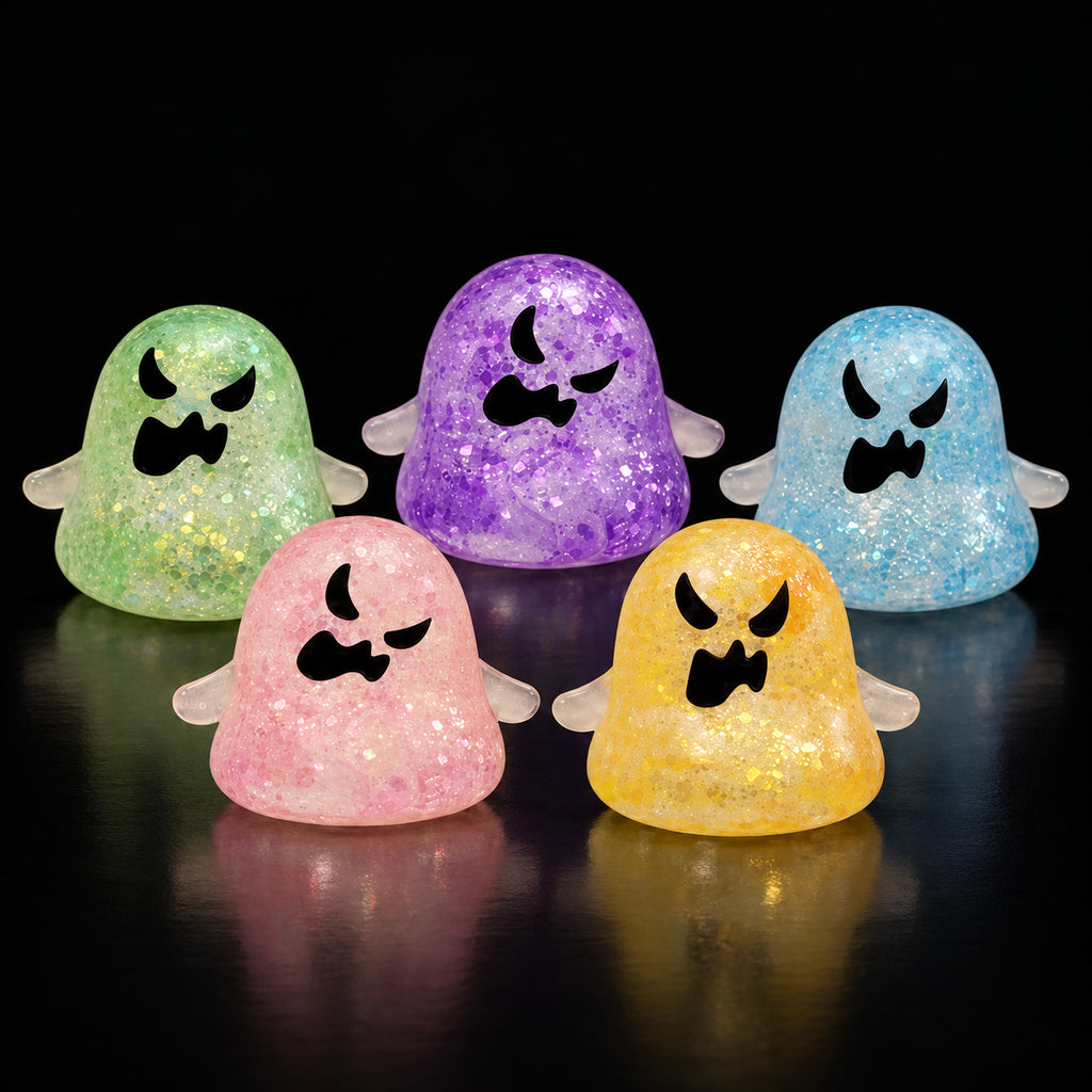 Glitter Ghost Squishy — color options on black