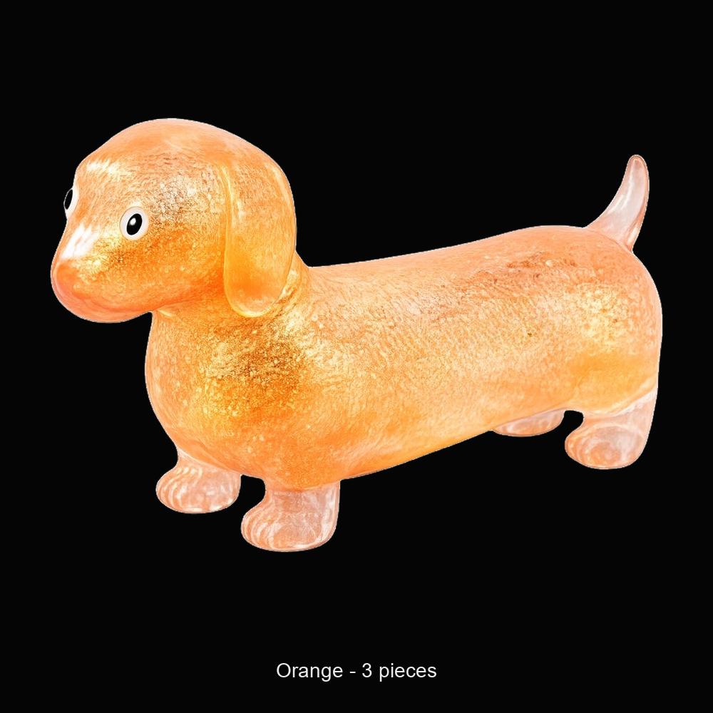 Glitter Dachshund Squishy - 3PCS / Orange - original product photo on black
