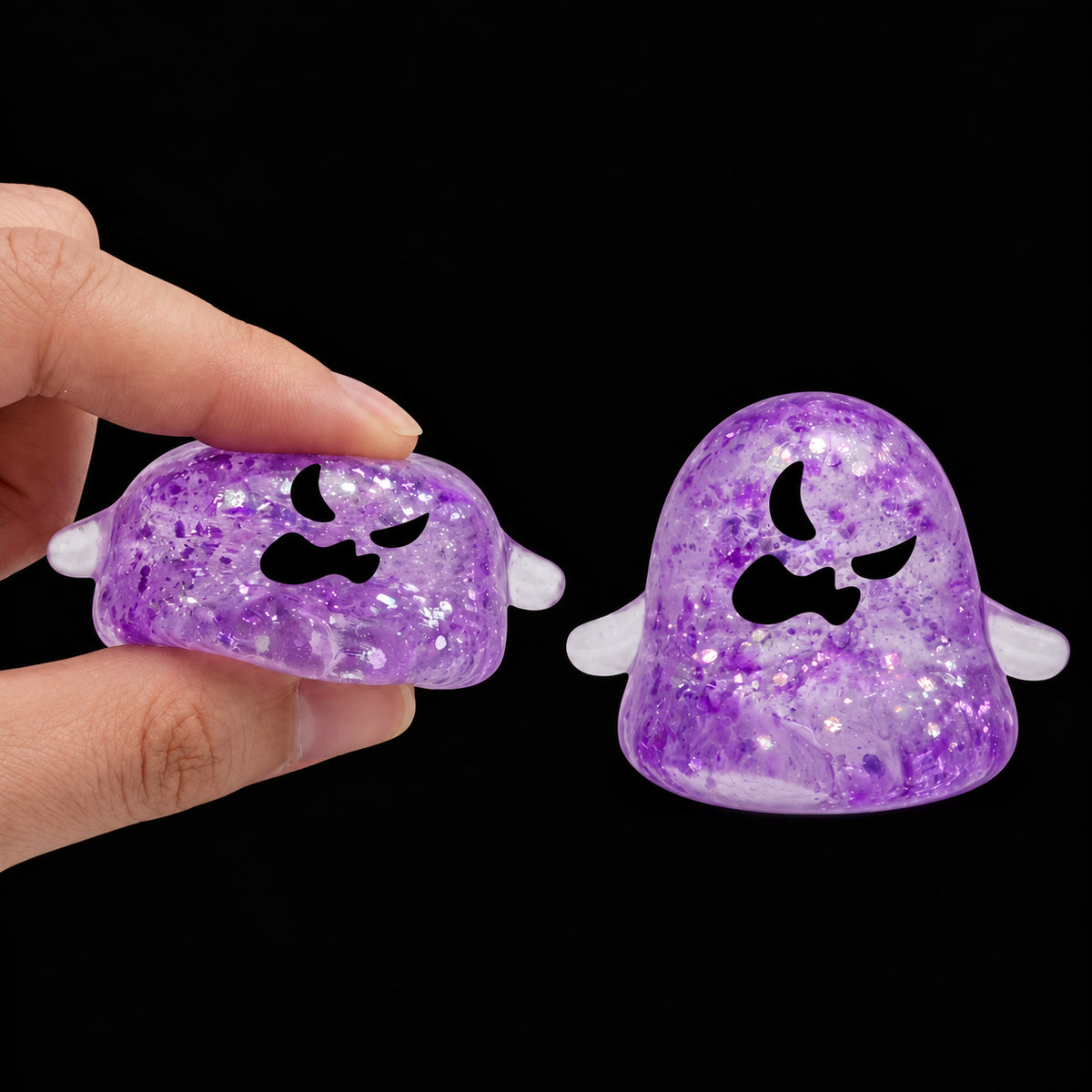 Glitter Ghost Squishy - product detail on black