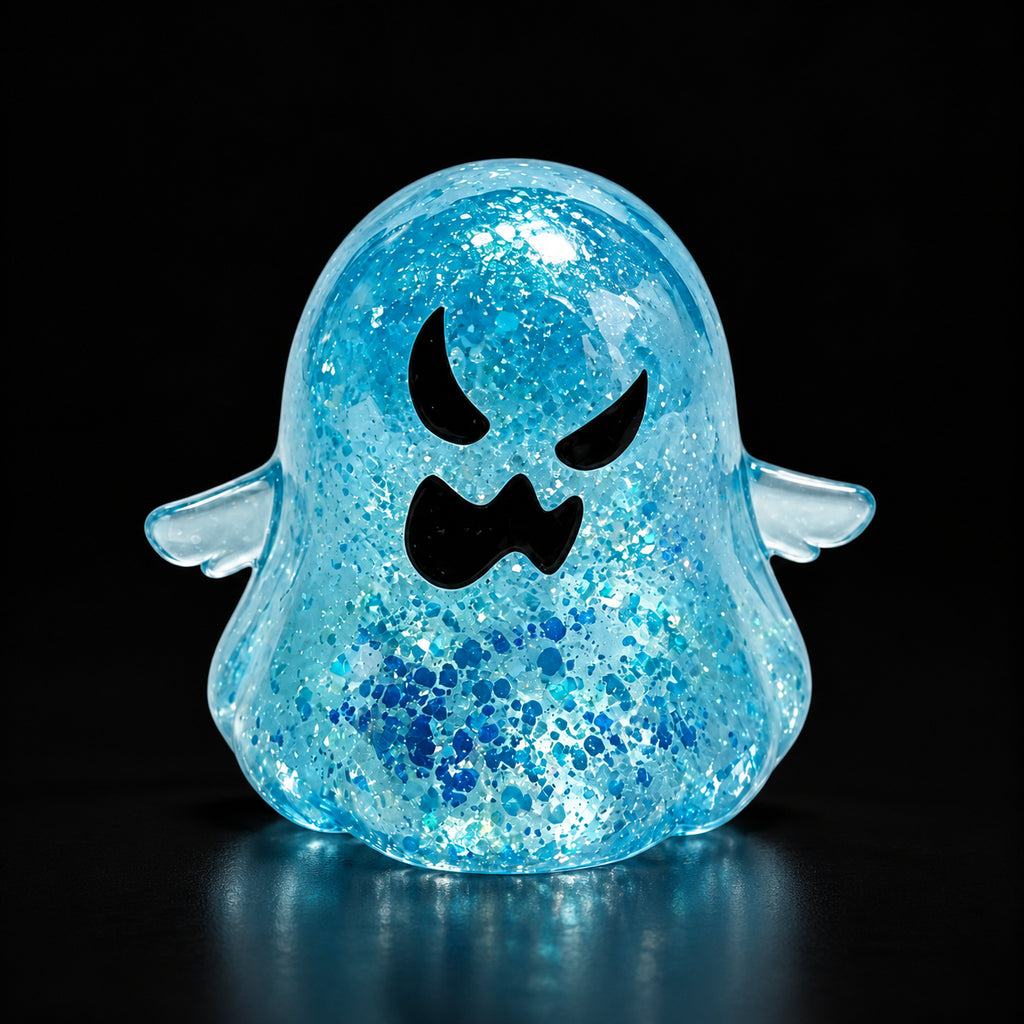 Glitter Ghost Squishy — Blue on black