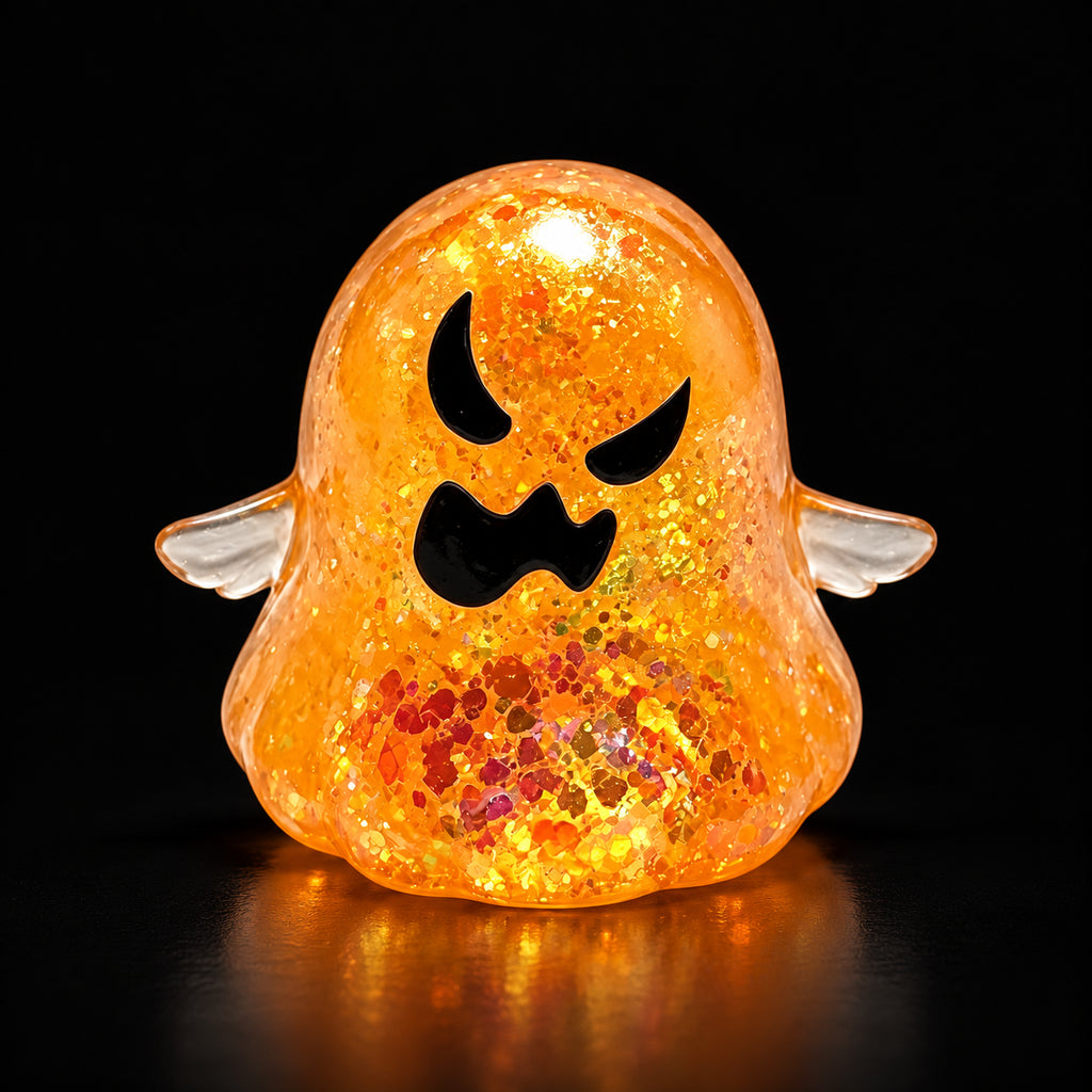 Glitter Ghost Squishy — Yellow on black