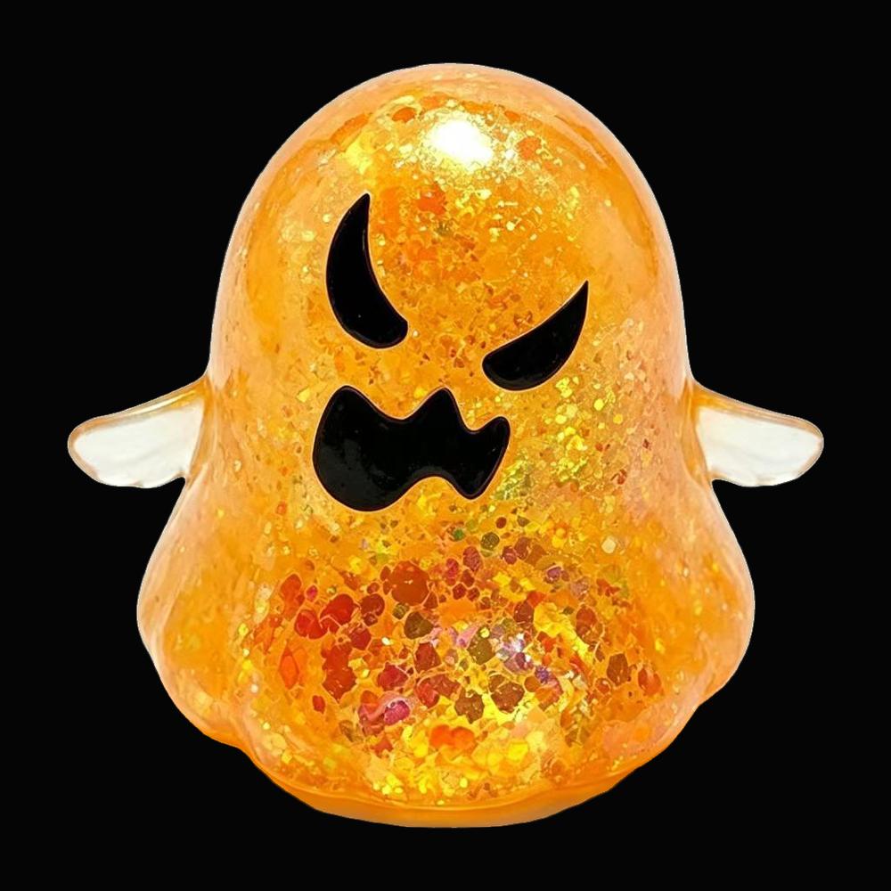 Glitter Ghost Squishy - Yellow - original product photo on black