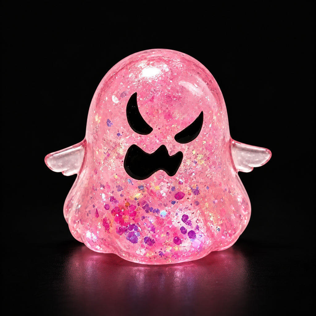 Glitter Ghost Squishy — Pink on black