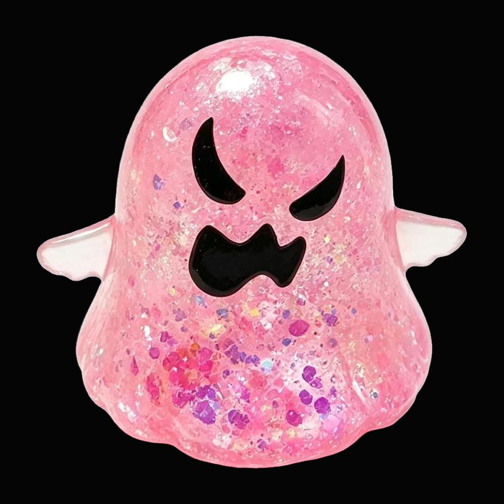 Glitter Ghost Squishy - Pink - original product photo on black