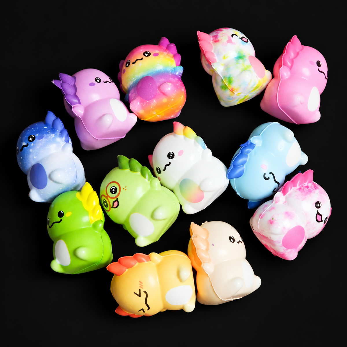 Axolotl Chaos Squishy Set — 12 Pieces — main product view on black