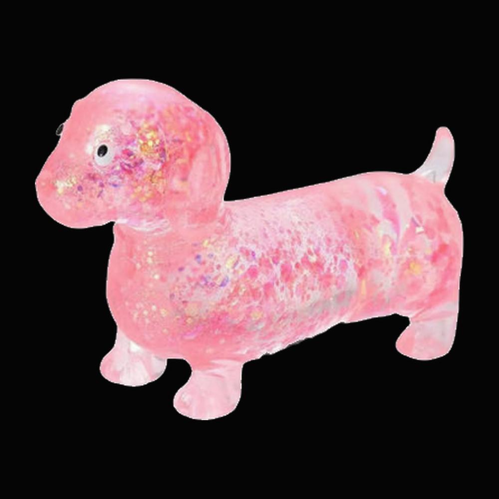 Glitter Dachshund Squishy - 1PC / Pink - original product photo on black